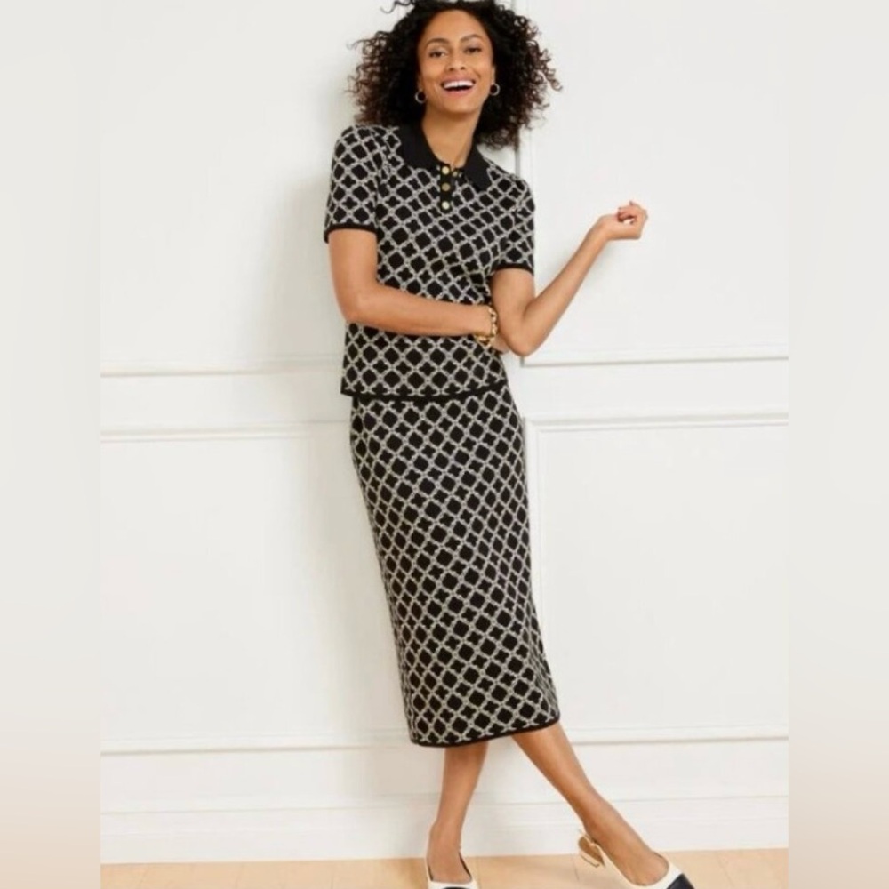 Talbots 🟣 Size M Petite Sweater Skirt - Lattice Jacquard